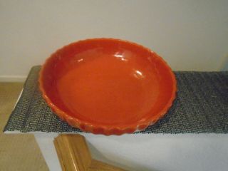 Vintage Garden City Pottery Bright Orange Ribbed Bowl