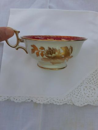 Wedgewood Tonquin Ruby Footed Cup & Saucer Set 3