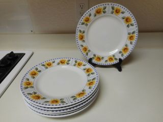 Mainstays Stoneware Set Of 6 Sunflower Dinner Plates