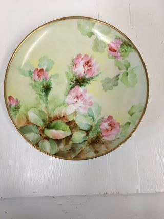 Vintage Ginori Italy 8 3/4 " Cabinet Plate Studio Hand Painted Pink Roses Vg,