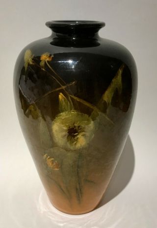 Antique Weller Louwelsa Flared Rim Pottery 2 Vase Signed Cll 8” High