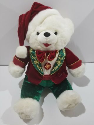 Snowflake Teddy 2006 Christmas Plush Boy Bear White Red Dandee Collectors Choice