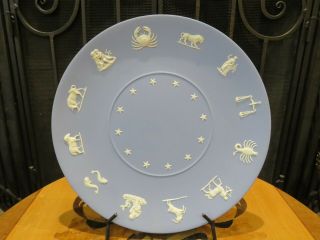 Vintage Wedgwood Blue Jasperware Collectors Society Astrology Zodiac 9.  5 " Plate