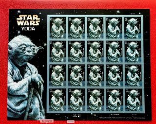 2007 Us Stamps Sc 4205 41c Star War Yoda Pane Of 20