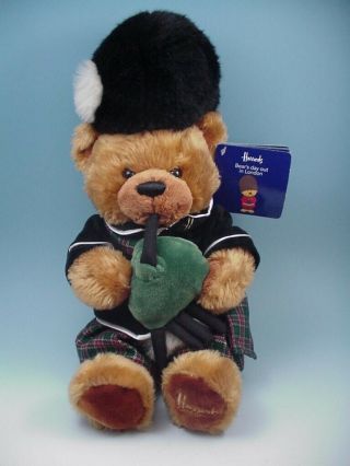 Harrods Scottish Bagpiper Teddy Bear Highland Kilt Stuffed Plush Toy 16” Tall