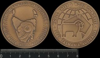 Australia 1989 World Sheep & Wool Congress,  Tasmania,  Medal.  Cassed