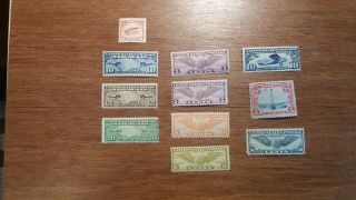 11 U.  S.  Air Mail Stamps.  Scott C - 7,  9 - 12,  16,  17&19 Mnh Og,  C - 1,  8 & 24 Mh Og