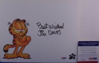Rare Jim Davis Signed Awesome Garfield Official 8x10 Photo Psa/dna