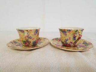 Charming Royal Winton Welbeck Chintz Floral Tea Cups and Saucers Set of 2 2