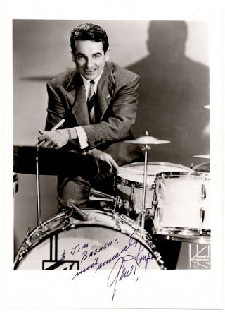 Vintage B&w Photograph - Signed By Gene Krupa - Big Band Jazz Drummer
