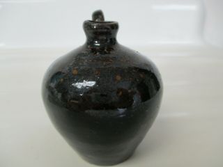 Early Stamped GA.  Art Pottery Black with Brown Spots W J Gordy Georgia Mini Jug 2