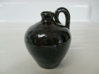 Early Stamped GA.  Art Pottery Black with Brown Spots W J Gordy Georgia Mini Jug 3