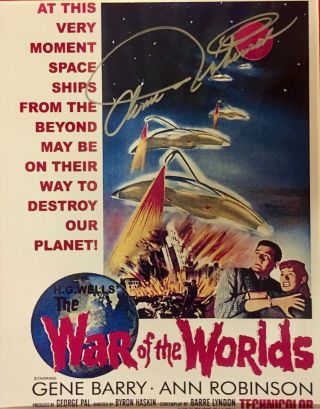 War Of The Worlds: Ann Robinson Autographed 8x10 Promo Poster.  Includes.