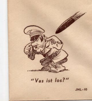1940s Hitler Patriotic Propaganda Cachet Cover Vas Ist Los? Wwii Id 726