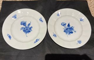 Royal Copenhagen Denmark Blue Flowers 2 Dinner Plates 8549