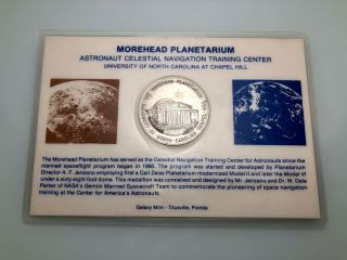 Morehead Planetarium Coin.  Nasa Astronaut Training Center