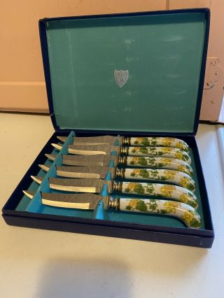 Rare Vintage Villeroy And Boch Geranium Knife Set.