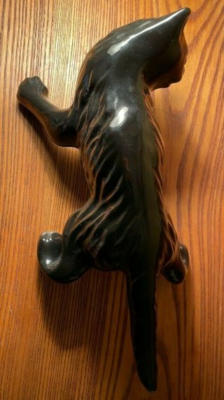 Camark Pottery Black Climbing Cat With Green Eyes,  Approx 16 " X 5 1/2 "