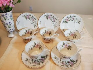Syracuse China Apple Blossom Set Of 5 Tea Cup & Saucer Made In America
