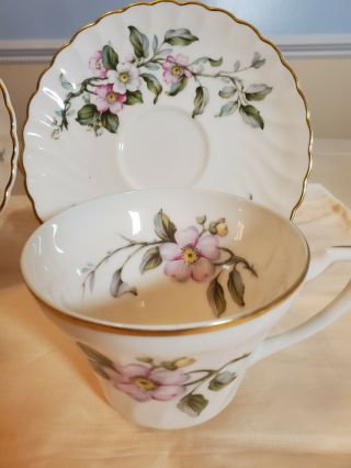 SYRACUSE China APPLE BLOSSOM Set Of 5 Tea Cup & Saucer MADE IN AMERICA 3