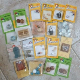 20 Packs Of Dollhouse Miniature Kitchen Items Tea Set,  Bowls,  Food,  Crates Etc