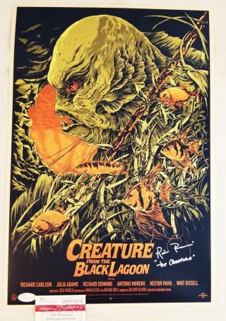 Ricou Browning Signed 12x18 Poster Creature From The Black Lagoon Jsa 14