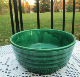 Vintage Green Drip Glaze Ringware Pottery Mixing Bowl " Made In America " 8.  5 "