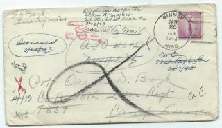 Wwii Us Army Kia Return To Sender Cover 21st Qm Bn 1943 North Africa,  Letter