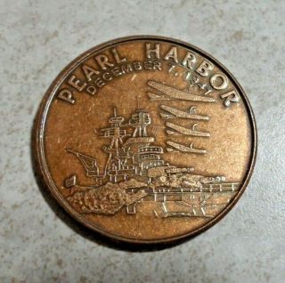 Uss Arizona Memorial Token Pearl Harbor Hawaii Usa Medallion 12/7 1941 Coin