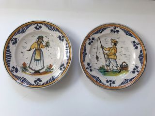 Vintage Spain Ceramic Wall Plates Hand Painted Talavera Style