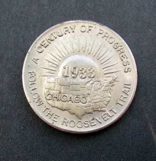 1933 Century Of Progress Lucky Tillicum Rebuild With Roosevelt Token Medal 27mm