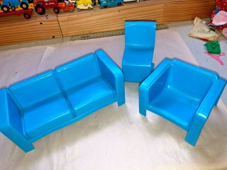 Vintage Barbie 1973 Blue Couch And Chair 7825 - 0120/ 0060/ 0050
