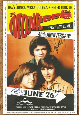 The Monkees Autographed Gig Poster Peter Tork,  Micky Dolenz,  Davy Jones