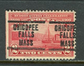 Chicopee Falls Ma 207 Precancel On 1909 Hudson Fulton Commem,  Scott 372