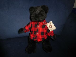 Boyds Bear Hunter Mcbruin With Tag Black With Red Plaid Shirt