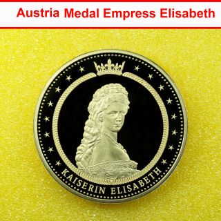 01154 Austria Medal Empress Elisabeth Austro - Hungary Empire 40mm Gold Plated