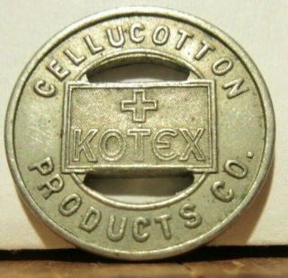 – Vintage.  Token Coin - Operated Good For One Kotex Pad Cellucotton Products.  Co