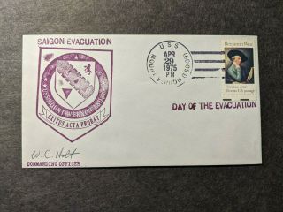 Uss Mount Vernon Lsd - 39 Naval Cover 1975 Saigon,  Vietnam Evacuation Cachet