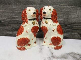 Vintage Brown And White Staffordshire Spaniel Dogs Porcelain 5 "