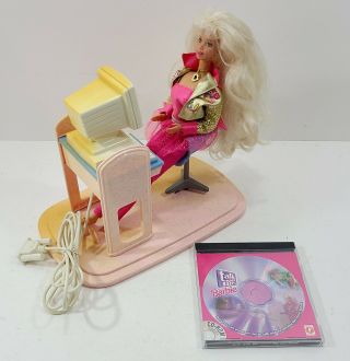 Vintage 1997 Talk To Me Barbie W Cd,  Desk,  Computer Mattel 17350