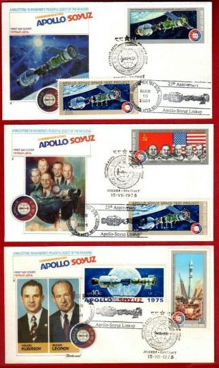 Set 3 - Apollo - Soyuz Joint Issue Combo Fdc With Russia By Hideaki Nakano