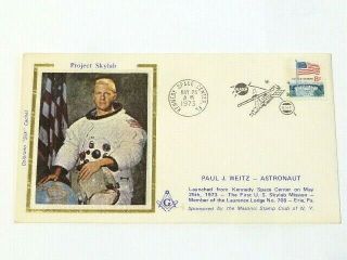 1973 Us Fdc Project Skylab Kennedy Space Centre Masonic Stamp Club