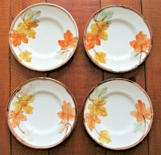 4 Vintage Franciscan October 6 3/8 " Bread & Butter Plates Autumn Fall Leaves