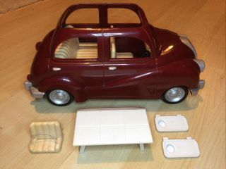 Sylvanian Families Red Car " 2 - Cute ",  Picnic Table,  Car Seat And Two Trays