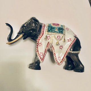 Vintage Steatyt Zb Katowice Poland Circus Elephant Porcelain Figure Hand Painted