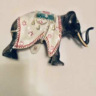 Vintage Steatyt ZB Katowice Poland Circus Elephant Porcelain Figure Hand Painted 2