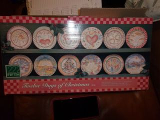 Complete Set Of 12 222 Fifth Twelve Days Of Christmas Plates Holiday Nib
