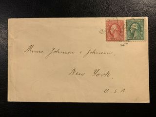 Us 1&2 Cent Washingtons On Cover From Us Postal Agency Shanghai China To J&j Nyc