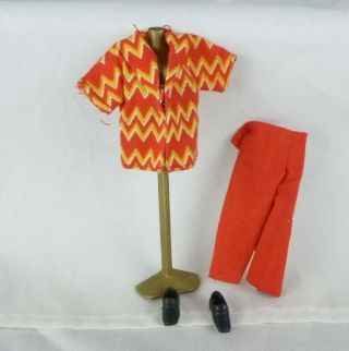 Vtg 70s Topper Gary Doll Outfit Red Yellow Shirt Red Pants Shoes Dawn