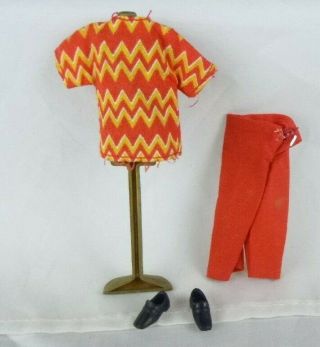 Vtg 70s Topper Gary Doll Outfit Red Yellow Shirt Red Pants Shoes Dawn 2